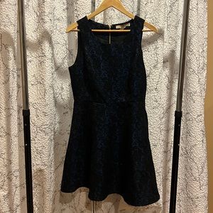 Forever 21 Black and Blue Lined Pattern Dress